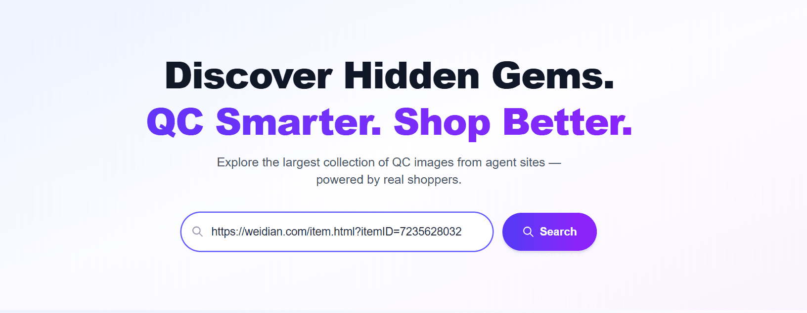 Search interface with Taobao/Weidian link input